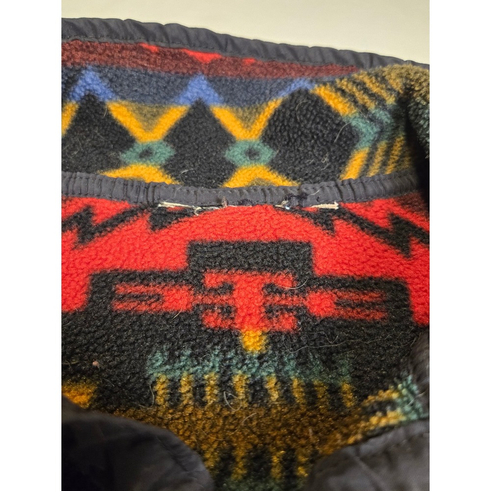 Polartec Fleece Pullover Mens XL Red Southwestern Geometric Excellent Snap Neck - Picture 5 of 7